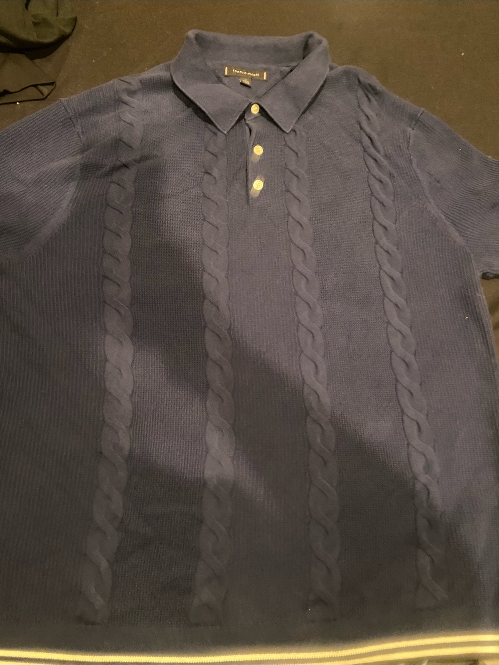 Tommy Hilfiger Navy Cable-Knit Polo Shirt